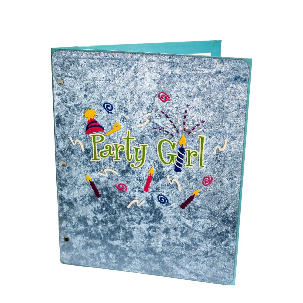 Vintage 2006 Y2K Velvet “Party Girl” Folder with Pockets – Retro School Supply,